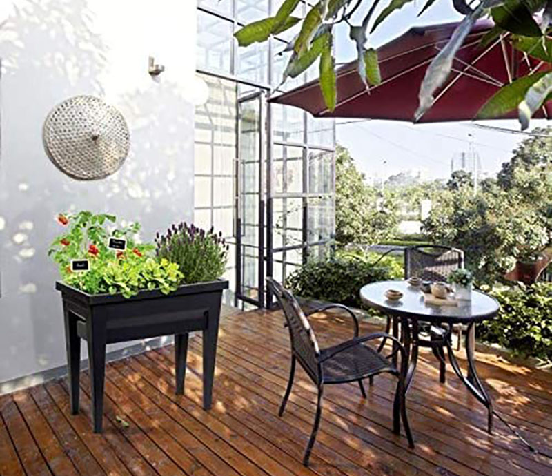 Avis EDA Plastiques Espace potager Végétable City gris anthracite - 57 L