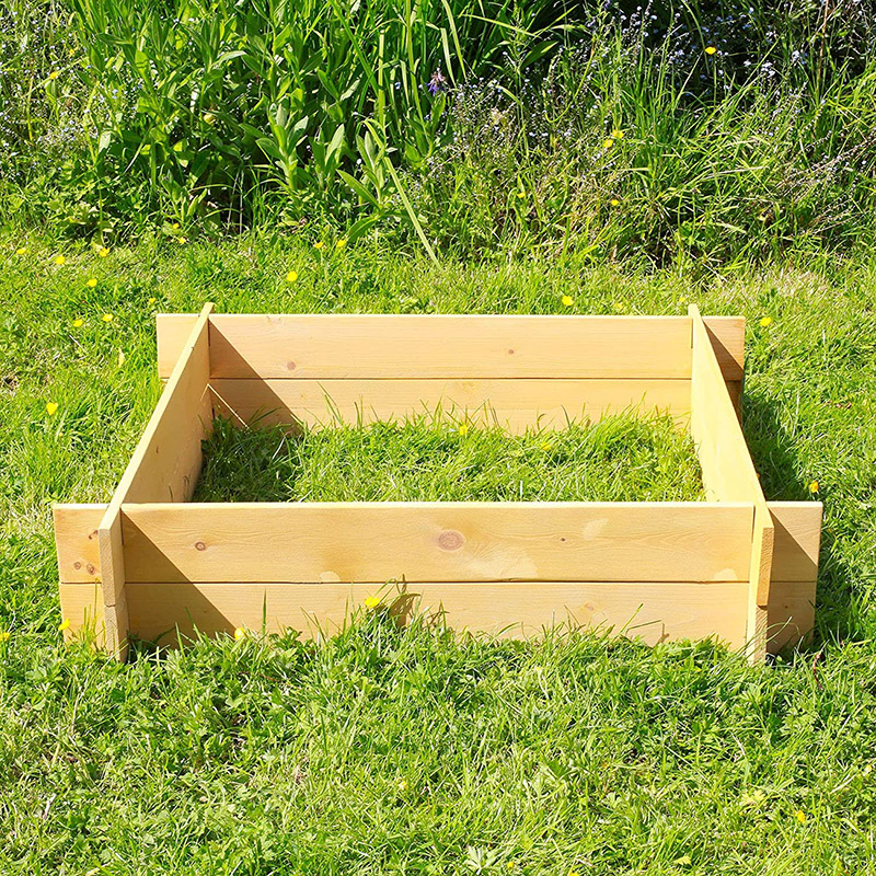 test SKYLANTERN Carré Potager en Bois Naturel 90x90x20 cm